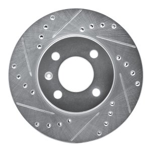 Volkswagen Quantum Brake Rotor (1) - Front Left - R1 Concepts - Drilled & Slotted - Silver - `86-`08